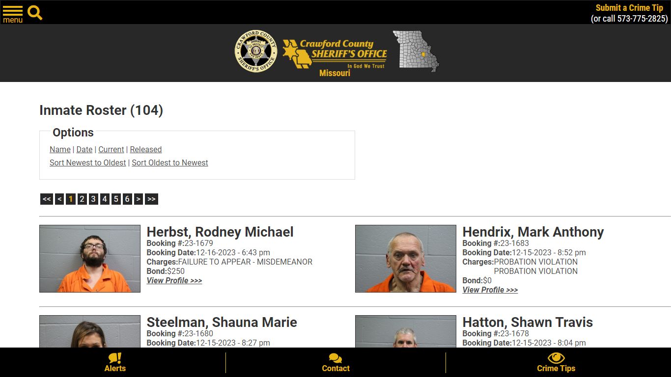 Inmate Roster (109) - Crawford County Sheriff MO